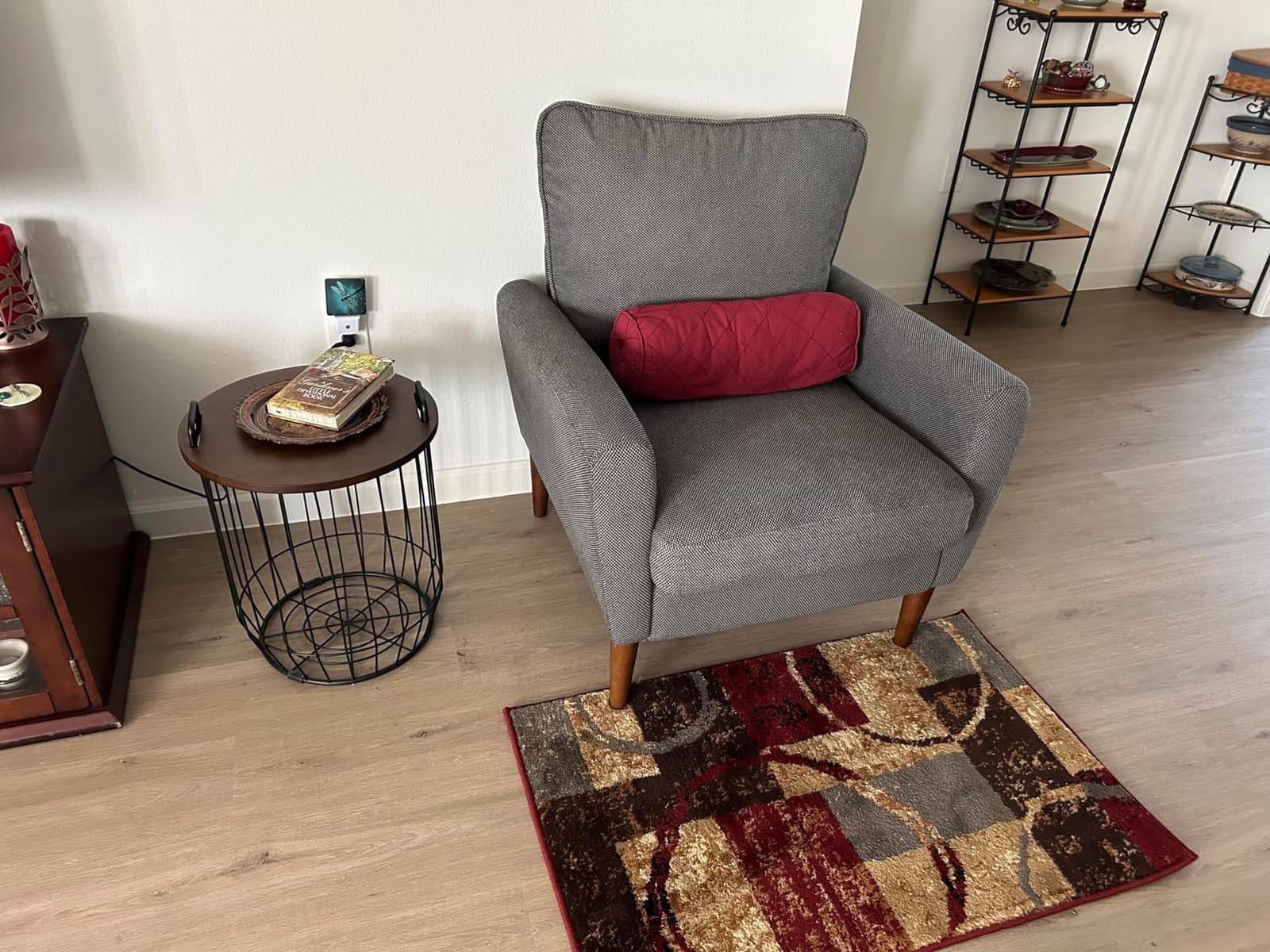 OLIXIS Comfy Accent Chair for Living Room Bedroom and Waiting Room | Upholstered Mid-Century Reading Chair with Pillow and Solid Wood Legs, Wide Singe Modern Lounge Sofa, Gray customer photo 1