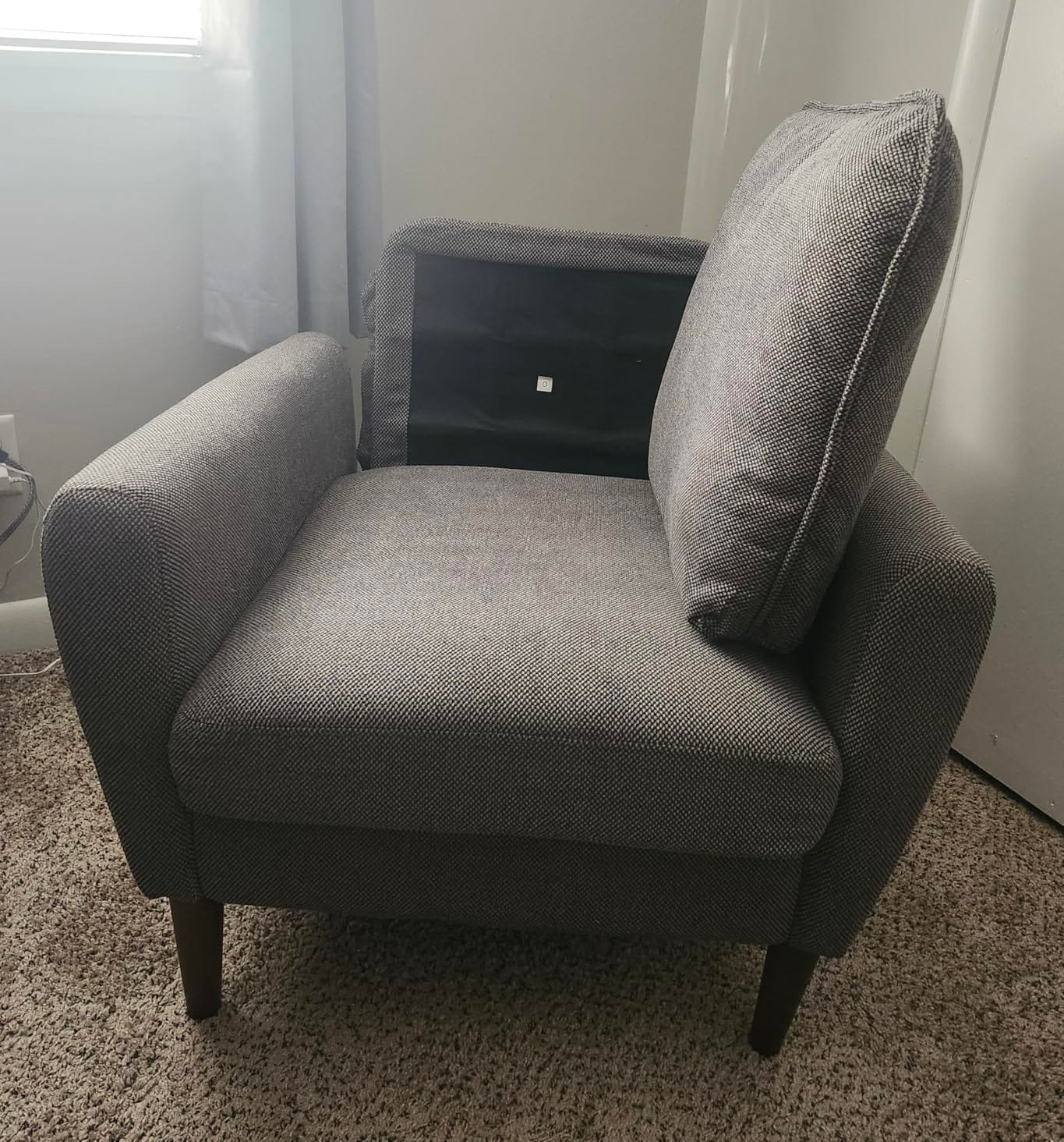 OLIXIS Comfy Accent Chair for Living Room Bedroom and Waiting Room | Upholstered Mid-Century Reading Chair with Pillow and Solid Wood Legs, Wide Singe Modern Lounge Sofa, Gray customer photo 2