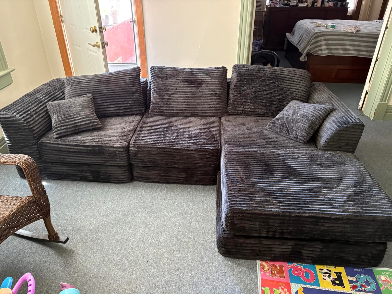 106 inch Modular Sectional Sofa with Deep Seat, L-Shaped Corduroy Couch with Reversible Chaise customer photo 1