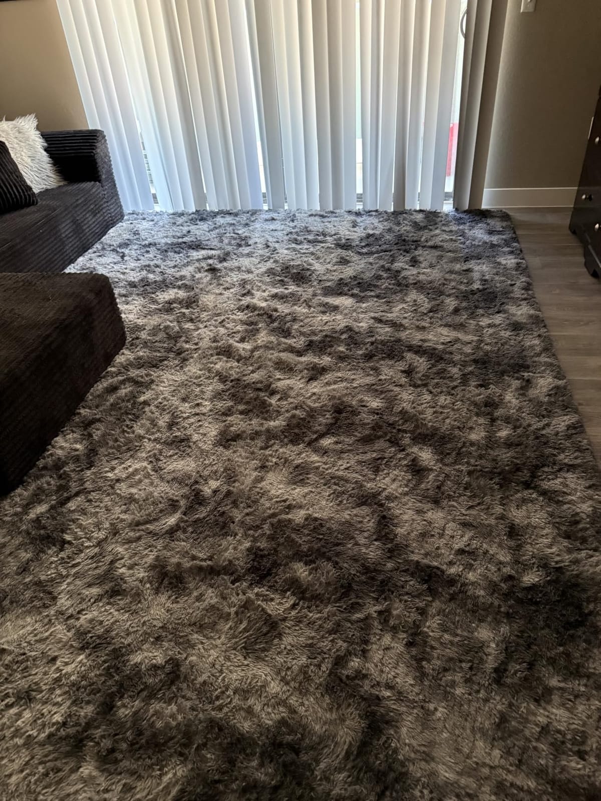 PLHXFR 8x10 Area Rugs Living Room: Fluffy Bedroom Soft Shag Rug Black Grey | Upgrade Non-Slip High Pile Carpet Fuzzy Plush Indoor Floor Decor Shaggy Rugs for Kid Boys Girls Playroom Nursery Modern Home customer photo 1