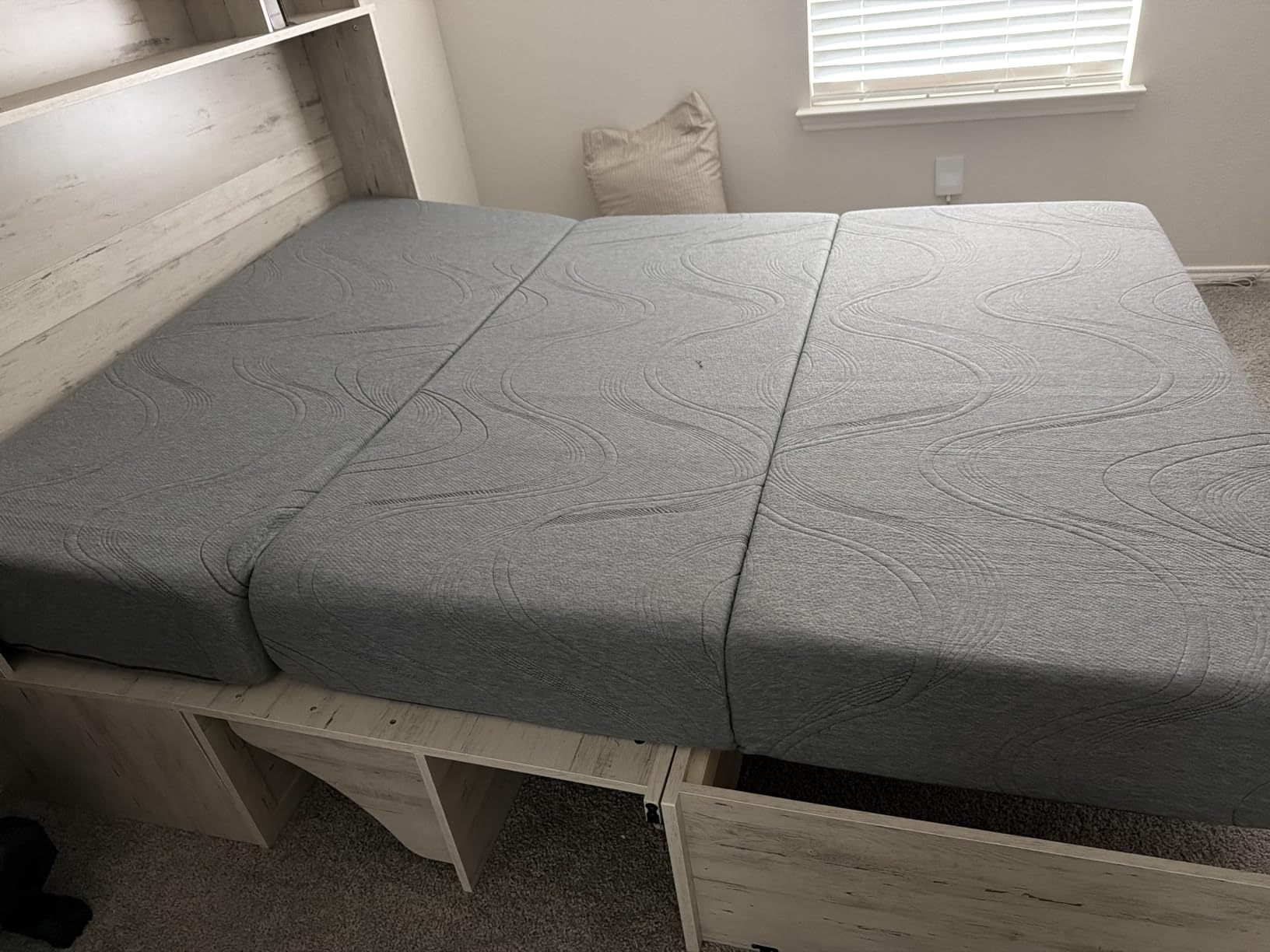Foldable Mattress Full, 6 Inch Memory Foam Trifold Mattress Topper | Ideal for Guest, Murphy Bed & Camper, Washable Cover & Non-Slip Base for All Floors, 75