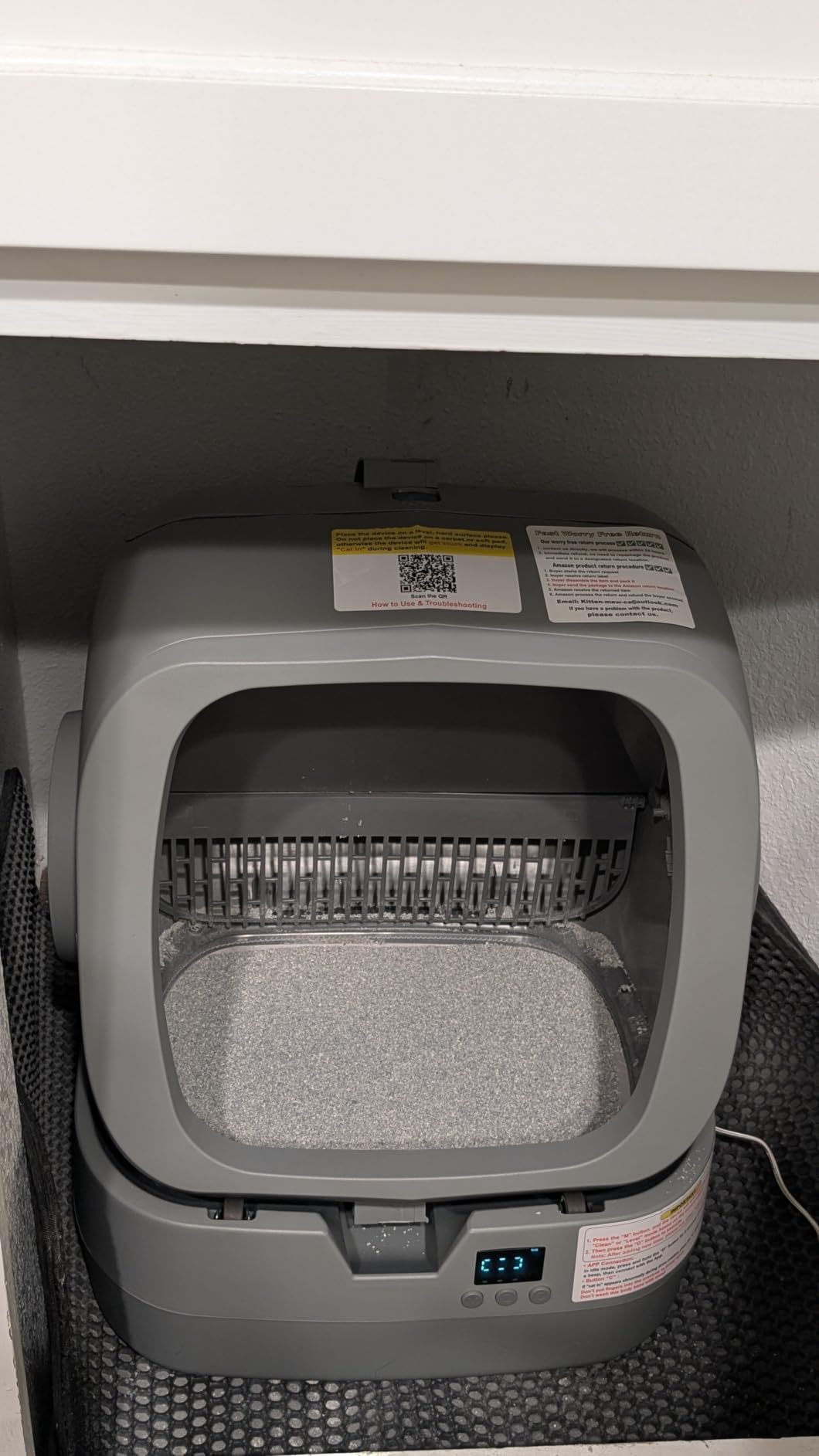 UPFAS Automatic Cat Litter Box Self Cleaning - APP Control - Weight Monitoring - Ultra-Quiet, Medium Cats and Kittens Litter Box, Safe Anti-Pinch【Assembly Required】- Grey customer photo 1