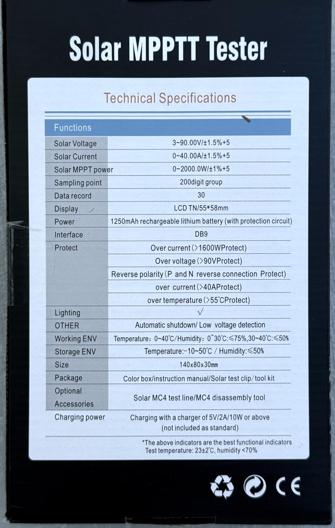 XUNTOP 2000W Solar Panel Tester with Overcurrent Overvoltage Reverse Polarity Protect 90V 40A Photovoltaic Multimeter for Pmax Vmp Amp Voc Lsc MPPT Meter with Auto Data Hold for Solar PV Testing customer photo 2