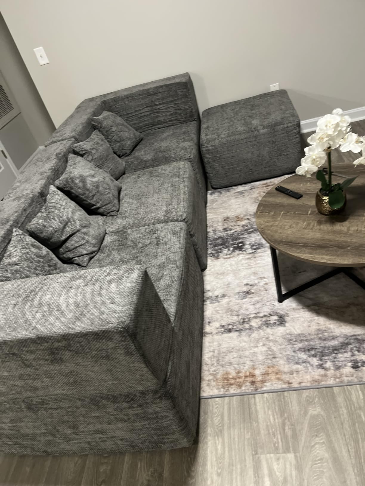 MONVANE U Shaped Boneless Sectional Couch Oversized, Chenille, Gray | 6-Seat Sectional Couch for Living Room, Modular Cloud Sofa with Ottoman & 6 Throw Pillows, No Assembly Required customer photo 2