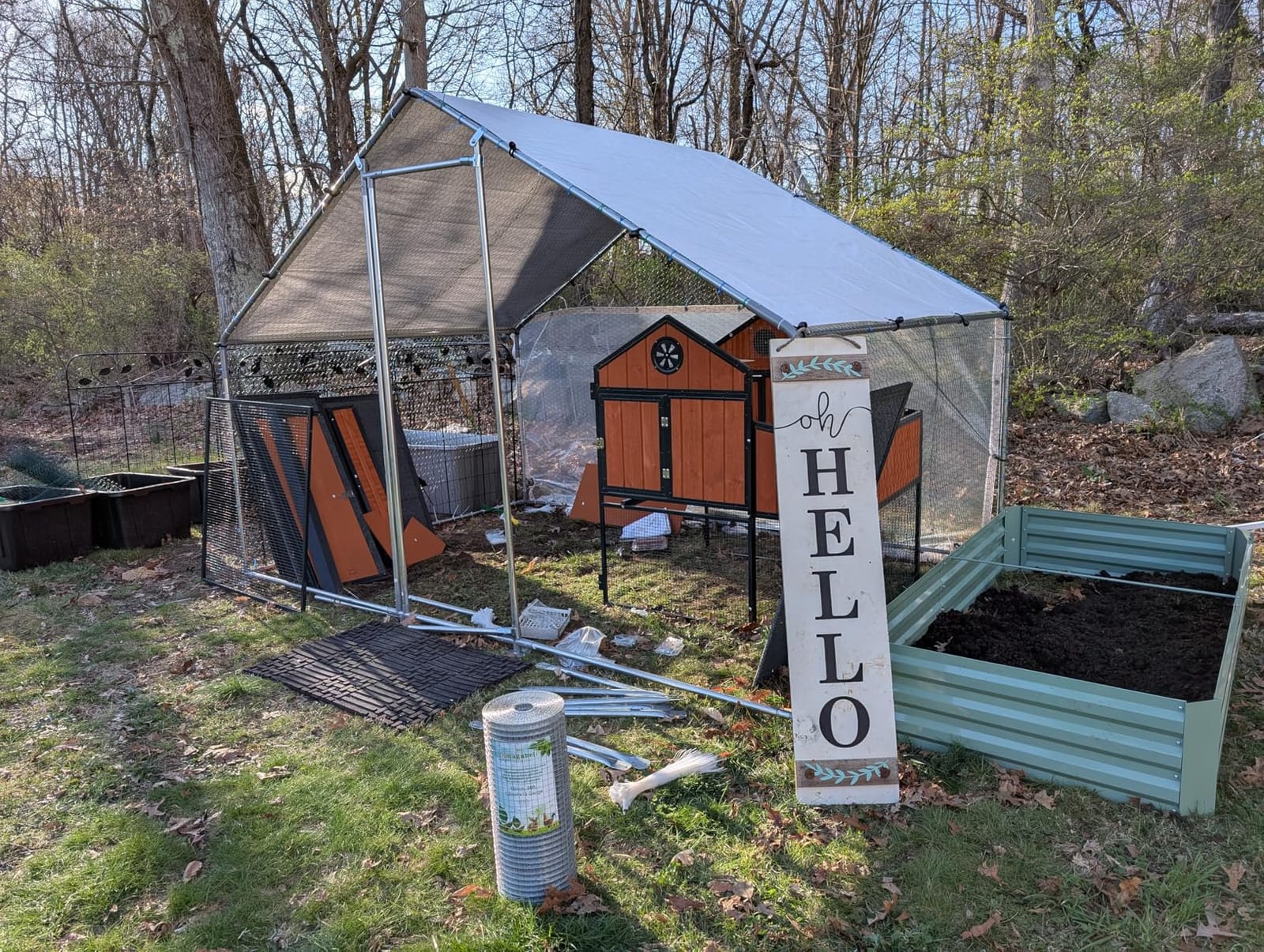 Metal Chicken Coop 7x6.6x6ft Walk-in Poultry Cage for 5-10 Chickens Chicken Run Hen Rabbit Duck House with Waterproof Cover for Outdoor Farm Use customer photo 1