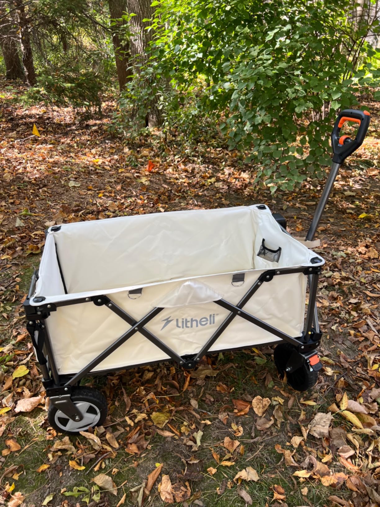 Litheli Electric Utility Wagon Cart, 150L Capacity, 450 lbs Load, Foldable Heavy-Duty Design with All-Terrain Wheels, Variable Speed Drive & Battery Power for Camping, Beach, Garden & Shopping customer photo 2