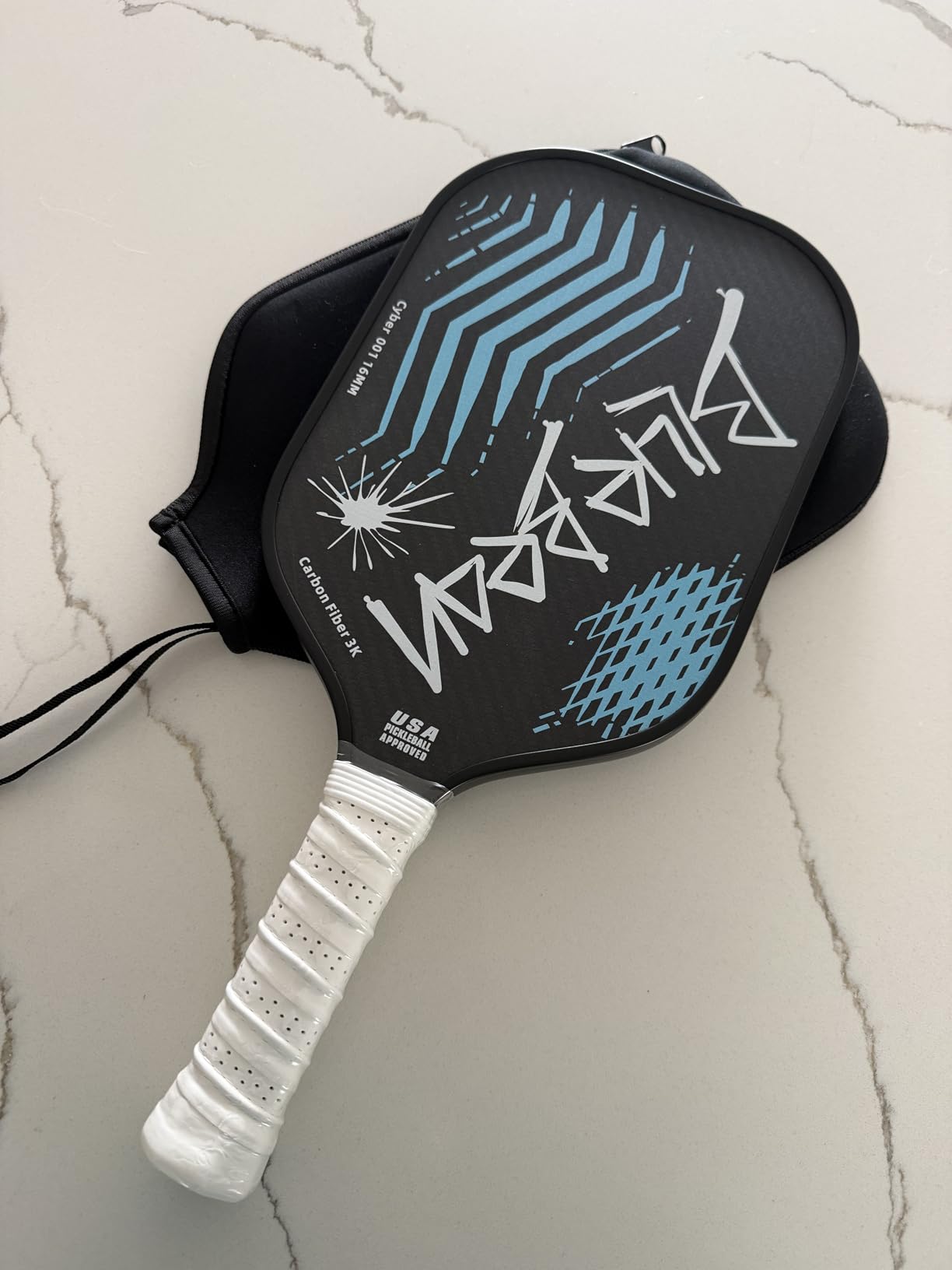 Pickleball Paddles,USAPA,Carbon Fiber Pickleball Paddle with 16MM Polymer Honeycomb Core Provides Lighter Weight&Higher Grit&Spin,Engineered for Professional Players,BlueBean customer photo 2