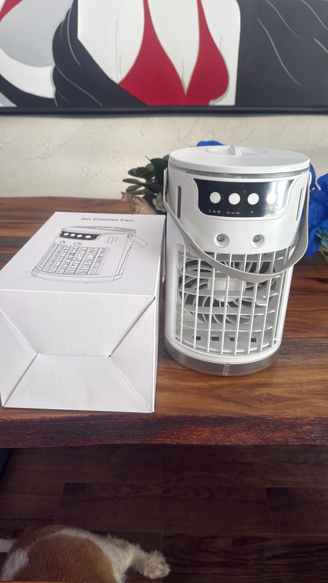Portable Air Conditioners, Personal Evaporative Air Cooler 1200ML with Ice Cooling Mist Fans That Blow Cold Air Like AC Mini AC Unit for Bedroom, Home Office Desk and Car RV (Ivory White) customer photo 1