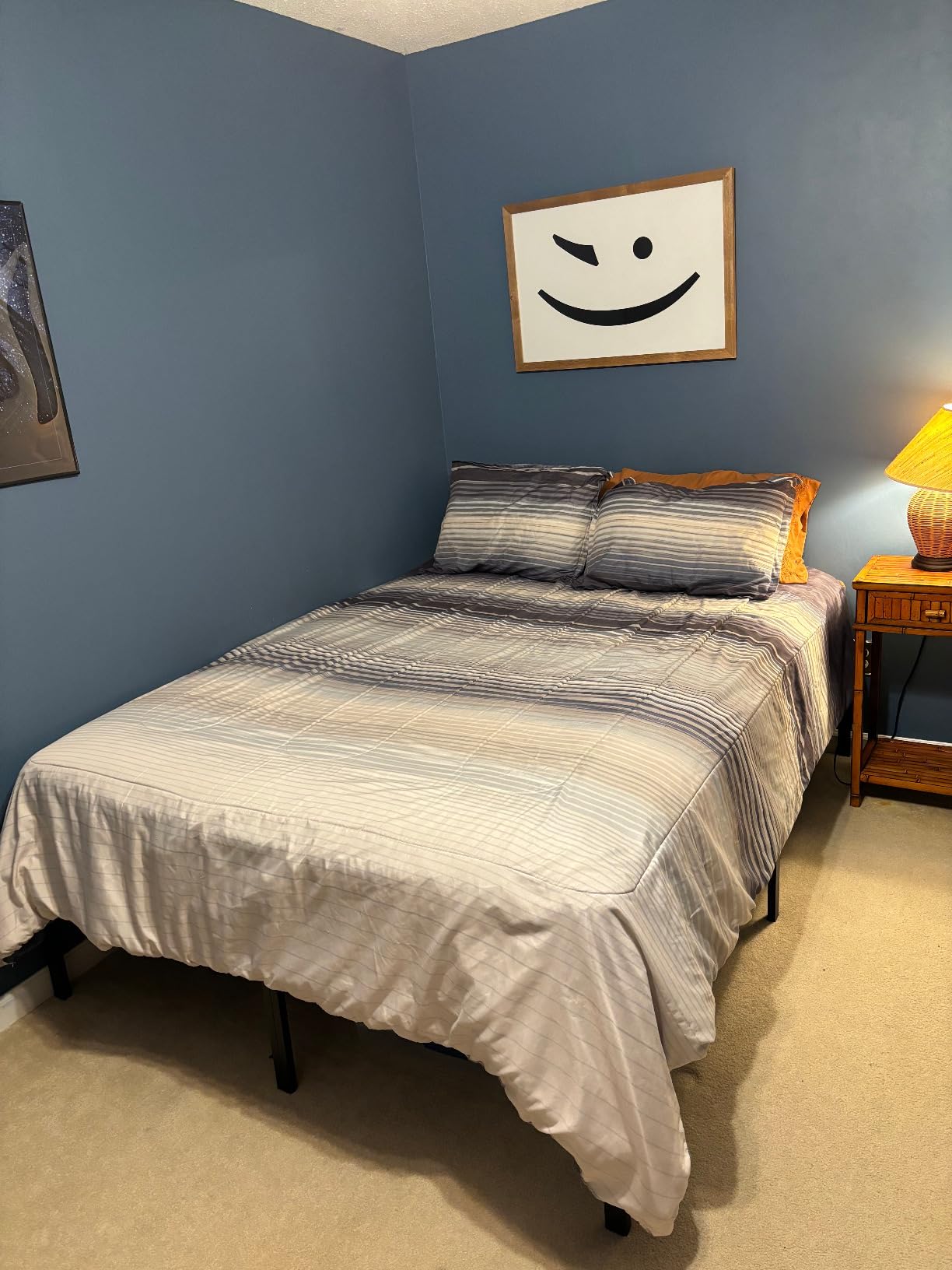 Sweetcrispy Full Size Bed Frames, 12 Inch Height Wood Platform Bed Frame, Honey Solid Wood customer photo 2