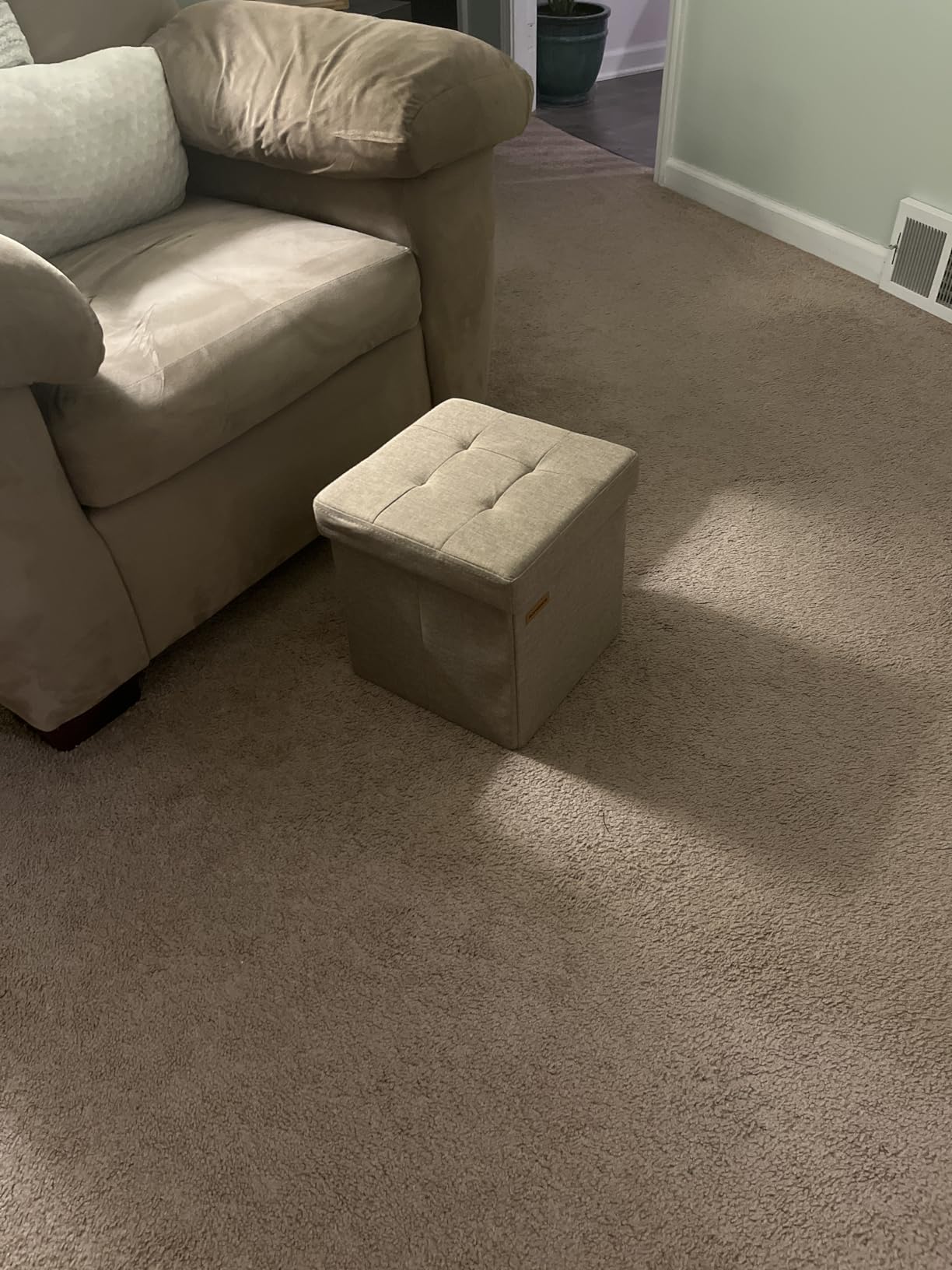SONGMICS Small Folding Storage Ottoman, 11.8 x 11.8 x 11.8 in customer photo 2