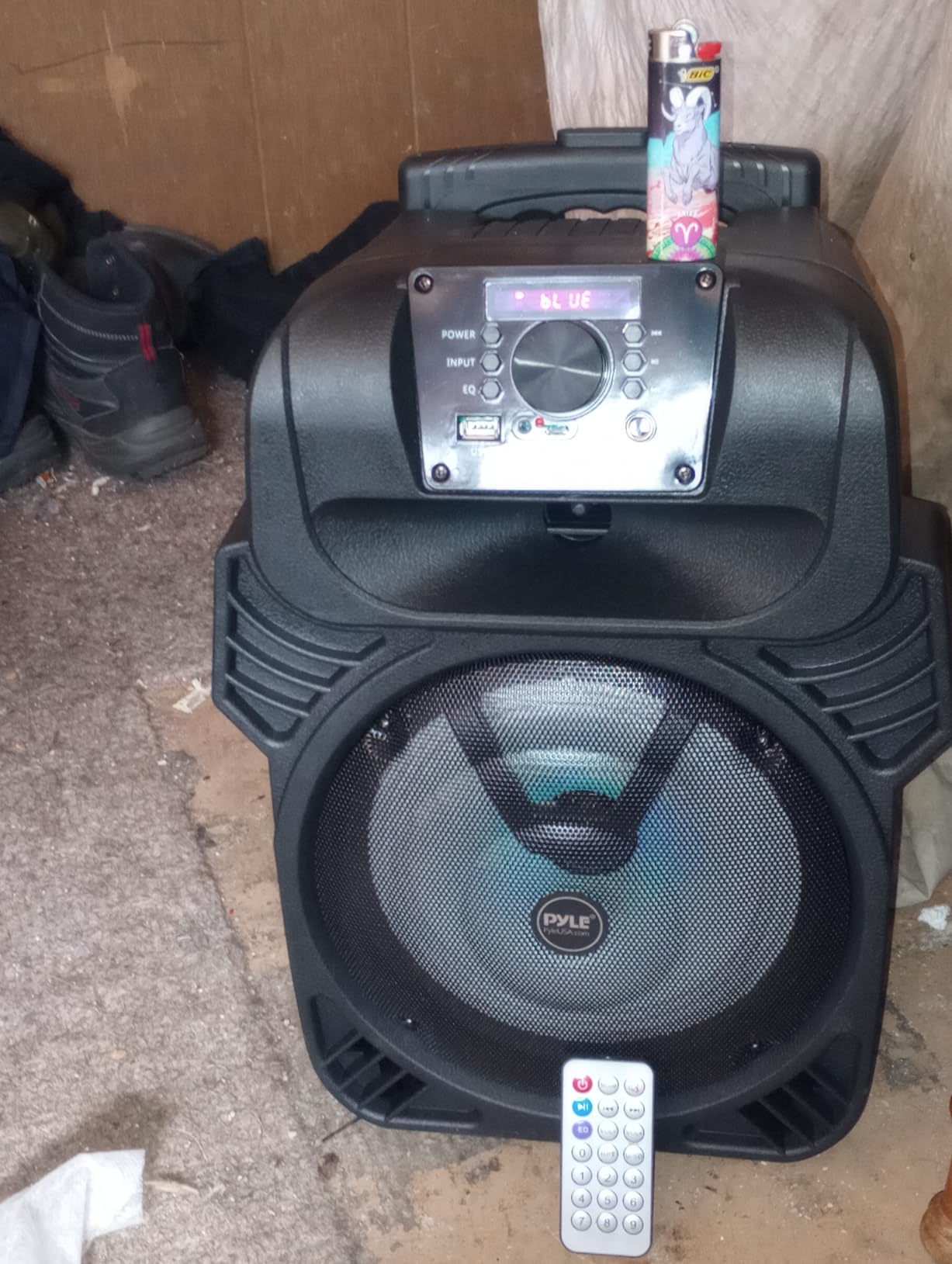 Portable Bluetooth PA Speaker System - 300W Rechargeable Outdoor Bluetooth Speaker Portable PA System w/ 8” Subwoofer 1” Tweeter, Microphone in, Party Lights, MP3/USB, Radio, Remote customer photo 1