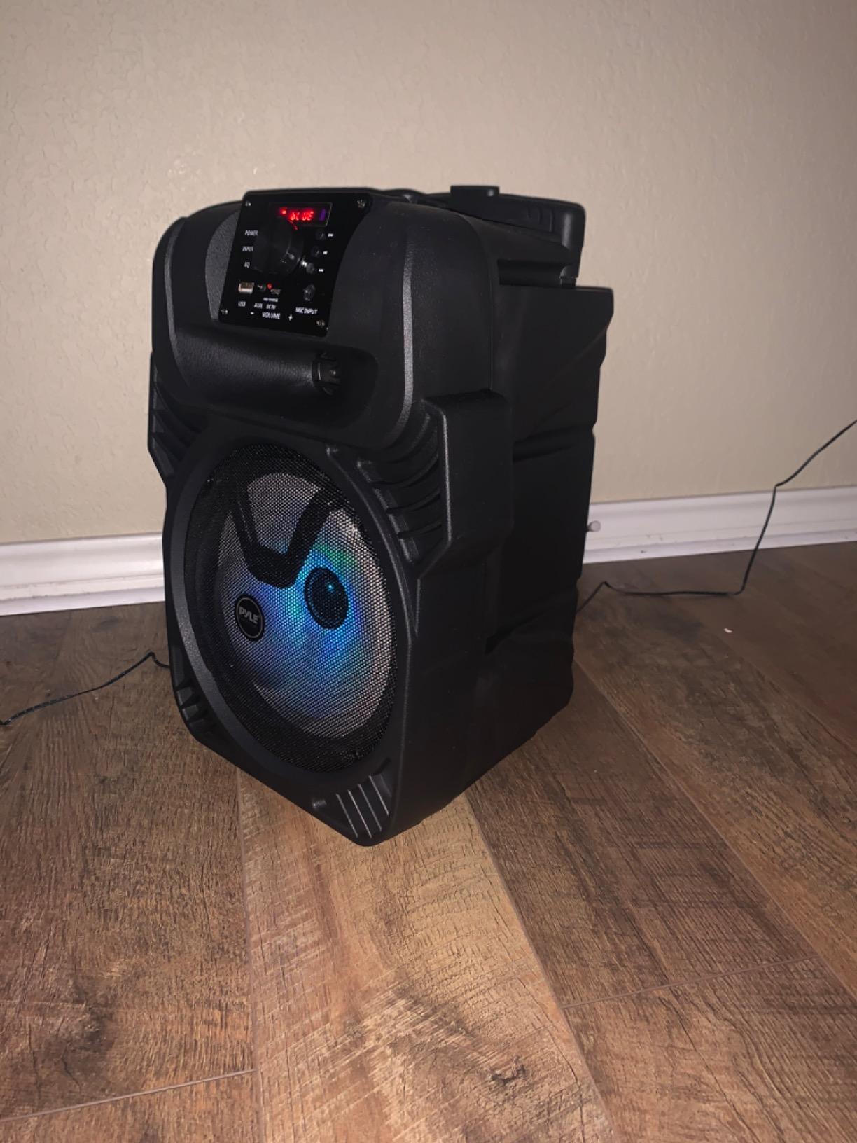 Portable Bluetooth PA Speaker System - 300W Rechargeable Outdoor Bluetooth Speaker Portable PA System w/ 8” Subwoofer 1” Tweeter, Microphone in, Party Lights, MP3/USB, Radio, Remote customer photo 2
