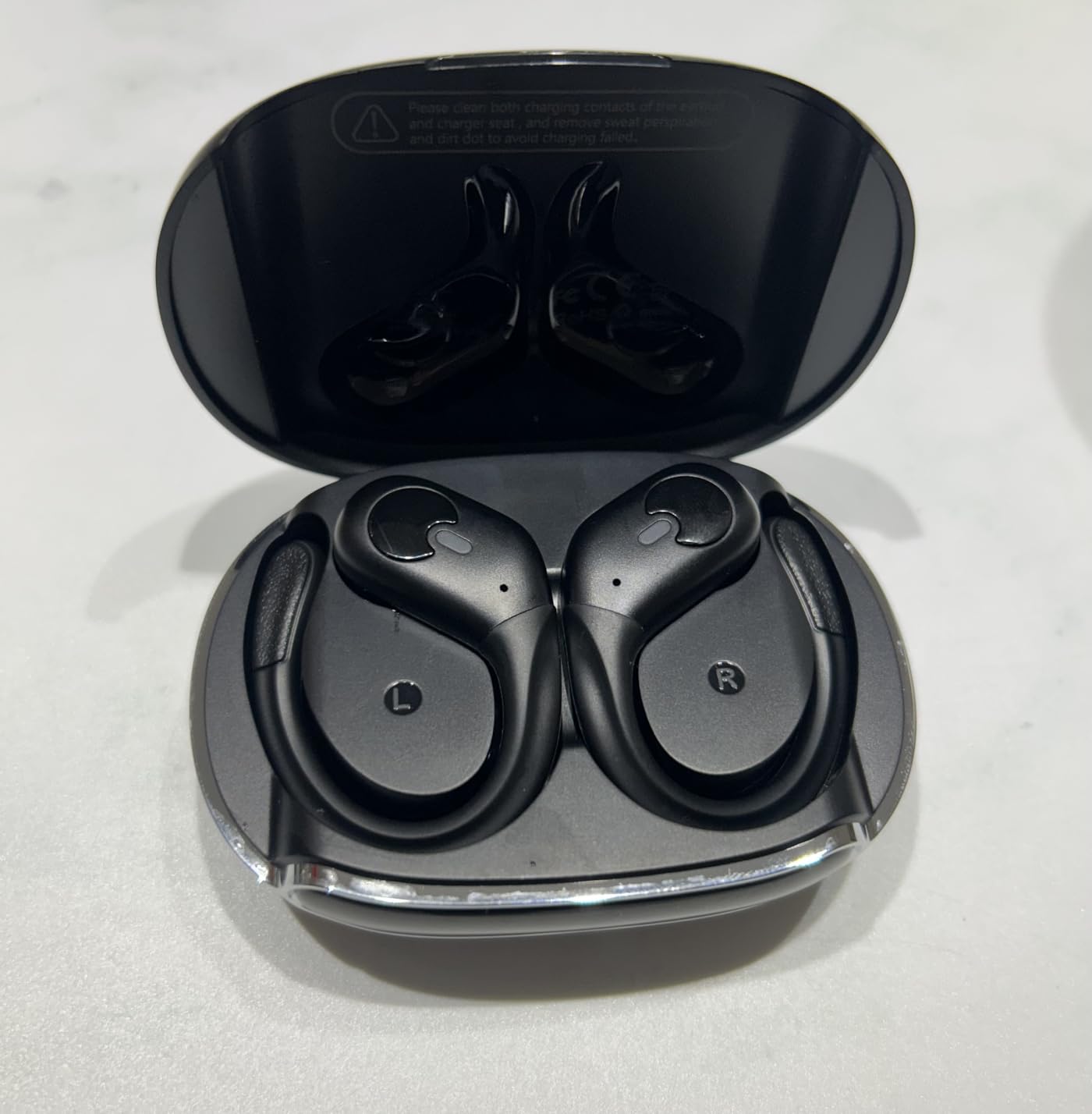 Active Noise Cancelling Ear Buds Wireless Earbuds 90H Playtime Bluetooth Headphones Stereo Bass Over-Ear Hooks Earphones with Power Display Case IPX7 Waterproof Headset for Workout/Running, Black customer photo 2