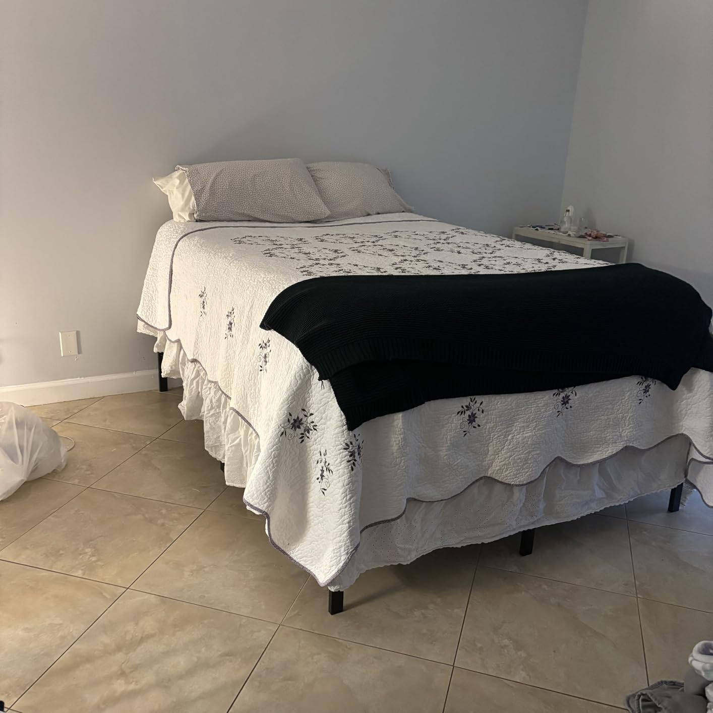 DUMOS Solid Wood Platform Queen Bed Frame, 12inch Wooden Mattress Foundation, Natural Pine customer photo 2