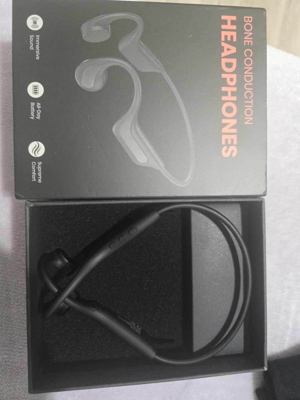 New Bone Conduction Headphones Bluetooth 6.0, Open Ear Earbuds with Mic, Premium Sound, 3 EQ Modes, 10H Playtime, 25g Lightweight, IP65 Waterproof Sports Headphones for Running Cycling Hiking customer photo 2