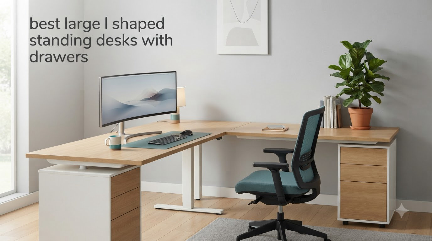 best large l shaped standing desks with drawers