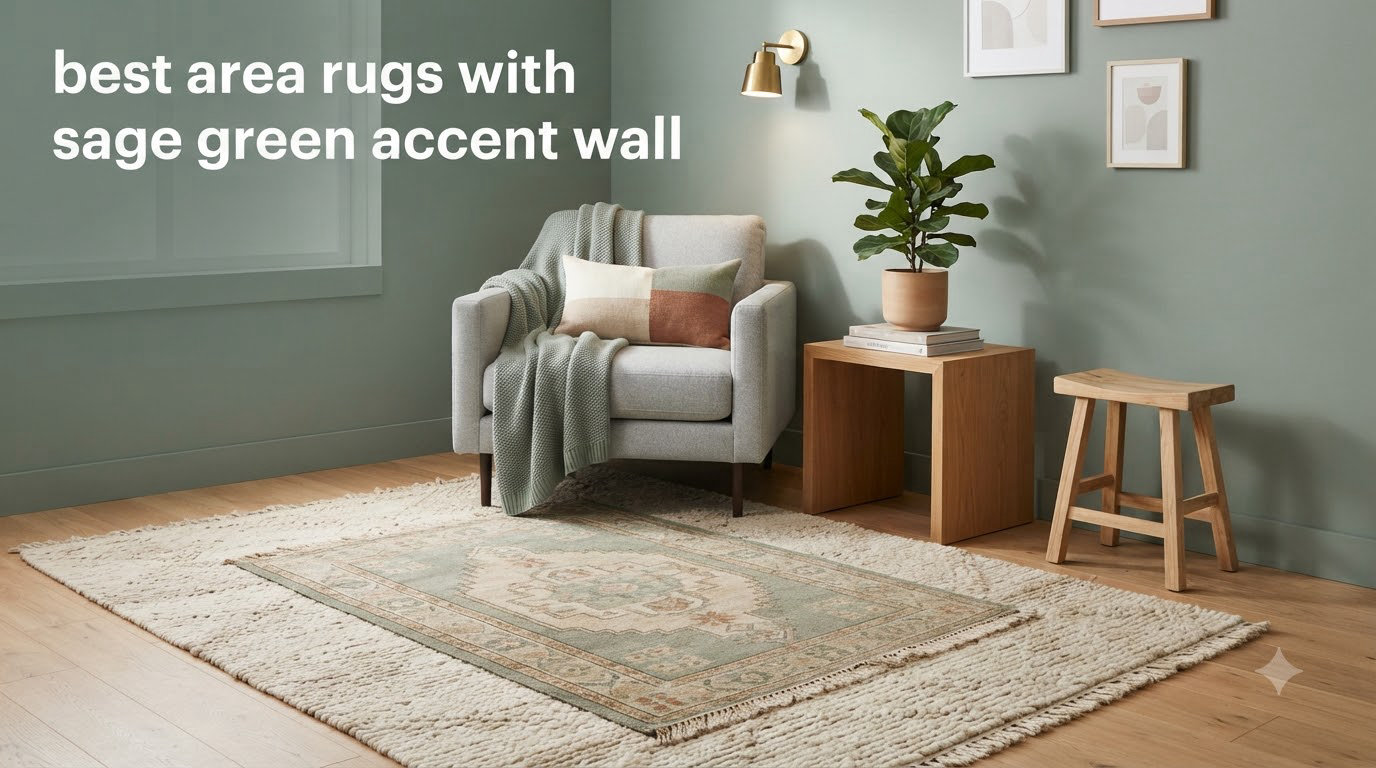 best area rugs with sage green accent wall