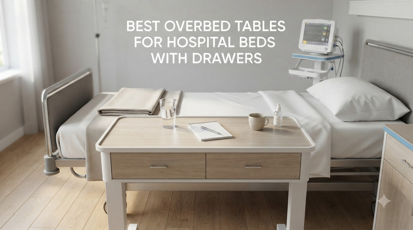 best overbed tables for hospital beds with drawers