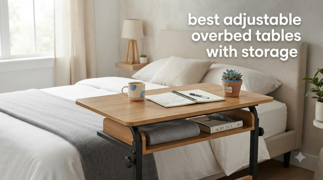 best adjustable overbed tables with storage