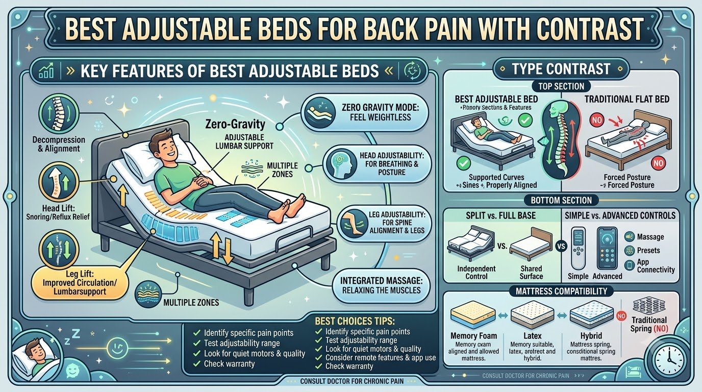 best adjustable beds for back pain with contrast