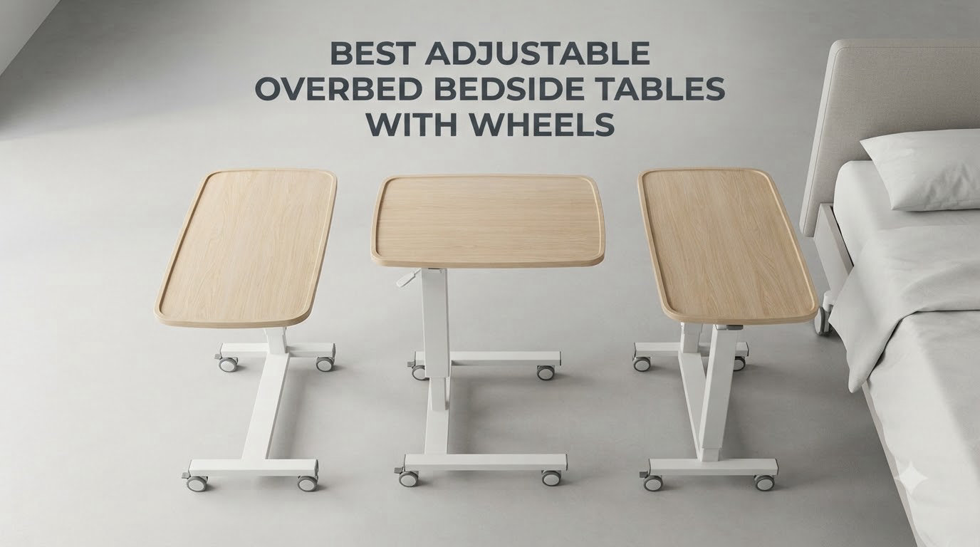 best adjustable overbed bedside tables with wheels