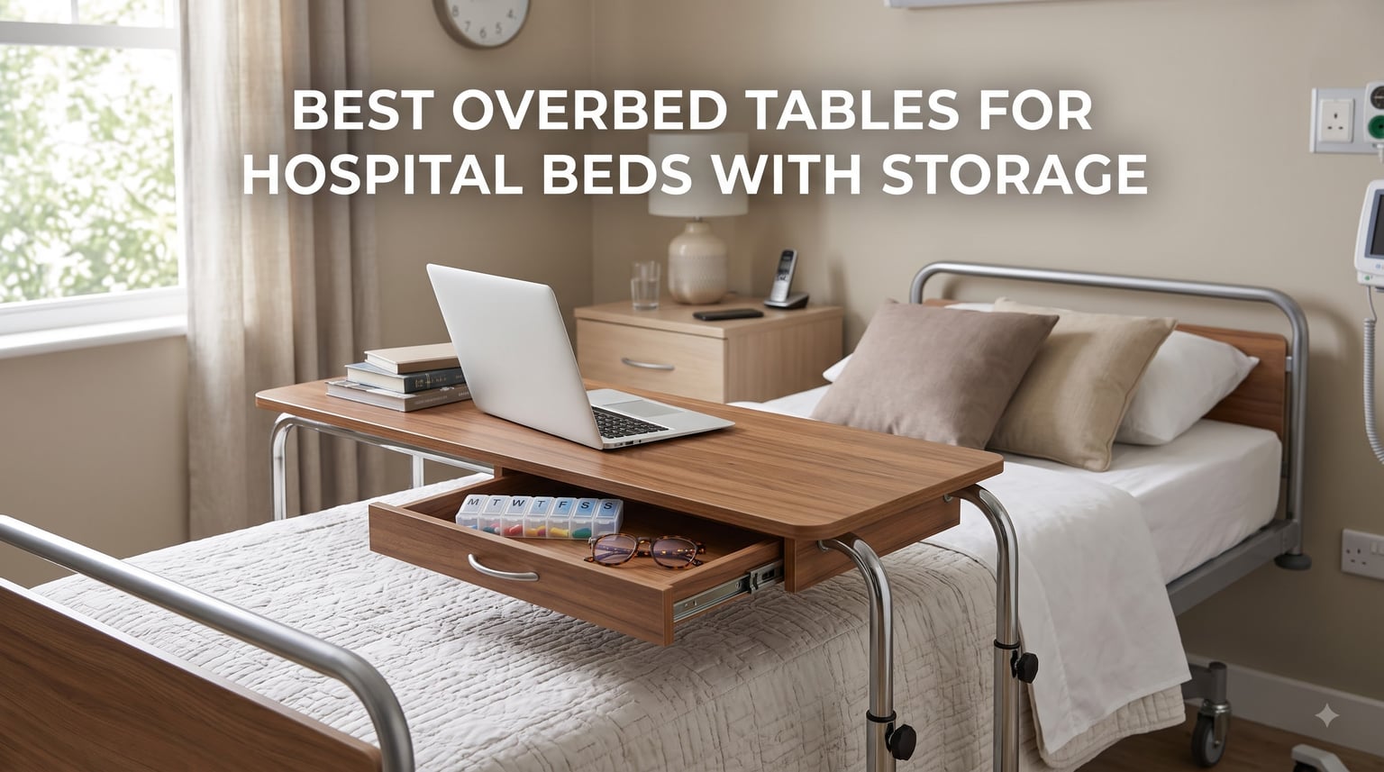 best overbed tables for hospital beds with storage