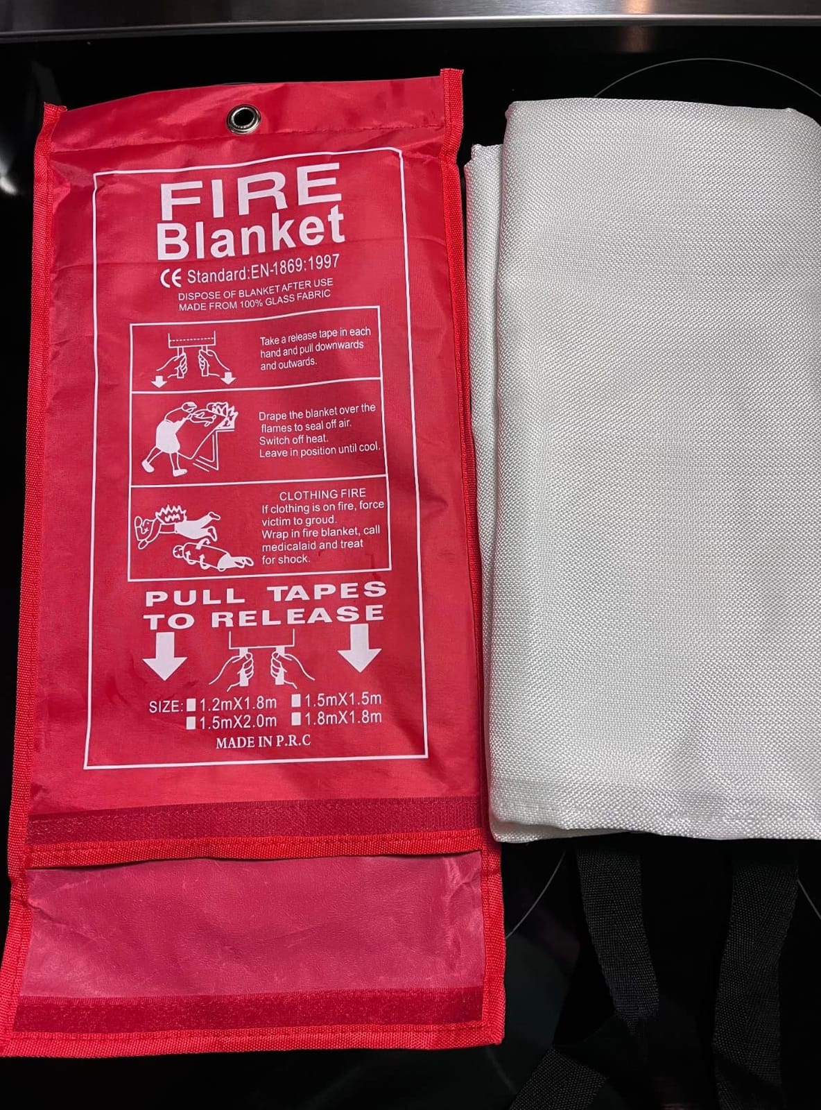 FLASLD Fire Blanket for Home, Fiberglass Fire Blankets Emergency for People, 2 Pack - Fire Suppression Blanket for Kitchen 40x40 Inch customer photo 1