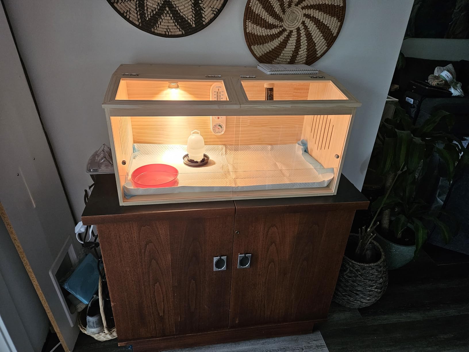 Large Wooden Chicken Brooder Box with Bulb Set and Thermometer - Brooder Box for Chicks Indoor Accommodates Up to 12 Chicks - Ideal for Chickens, Ducks, Quails, Hamsters, and Lizards(32x16x16 Inches) customer photo 2